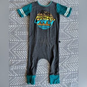 Rags “Gnarly” Romper - Gray and Teal